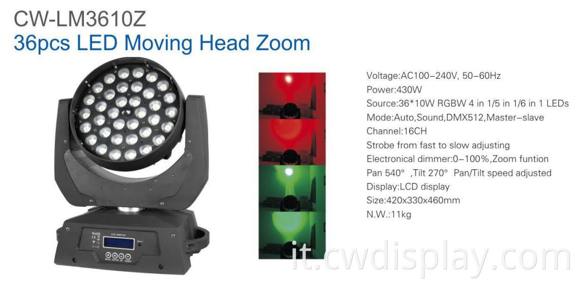 36pcs LED Moving Head Zoom Light